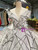 Silver Gray Ball Gown Off The Shoulder Wedding Dress With Little Train