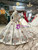 Silver Gray Sequins Long Sleeve Backless Embroidery Colorful Crystal Wedding Dress