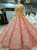 Pink Gold Ball Gown Sequins Appliques Off The Shoulder Wedding Dress With Beading