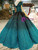 Blue Ball Gown Sequins Off The Shoulder Floor Length Wedding Dress