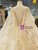 Champagne Ball Gown Tulle Lace Appliques Backless Wedding Dress With Beading