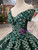 Dask Green Sequins Appliques Off The Shoulder Floor Length Wedding Dress