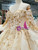 Champagne Ball Gown Lace Appliques Off The Shoulder Long Sleeve Wedding Dress