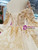 Champagne Ball Gown Lace Appliques Off The Shoulder Long Sleeve Wedding Dress