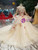 Champagne Ball Gown Tulle Sequins Embroidery Appliques Long Sleeve Wedding Dress