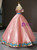 Pink Ball Gown Sequins Blue Embroidery Appliques One Shoulder Sweet 16 Prom Dress