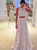 White Lace Prom Dress Two Piece Sleeveless Prom Dress