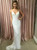 White Sequin Sheath Spahgetti Straps Backless Long Prom Dress