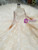 Champagne Ball Gown Tulle Lace High Neck Long Sleeve Wedding Dress With Beading