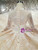 Champagne Ball Gown Tulle Lace High Neck Long Sleeve Wedding Dress With Beading