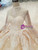 Champagne Ball Gown Tulle Lace High Neck Long Sleeve Wedding Dress With Beading