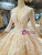 Champagne Lace V-neck Long Sleeve Haute Couture Wedding Dresses With Beading