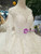 Ball Gown Tulle Lace Appliques Long Sleeve Backless Wedding Dress With Beading