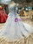 Blue Tulle Sequins Long Sleeve Appliques Wedding Dress With Beading