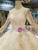 Champagne Ball Gown Lace Tulle Long Sleeve High Neck Weddign Dress With Beading