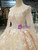 Champagne Ball Gown Lace V-neck Long Sleeve Appliques Wedding Dress With Beading