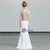 In Stock:Ship in 48 Hours White Mermaid Cut Out Crystal Flower Girl Dress