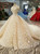 Champagne Ball Gown High Neck Backless Cap Sleeve Beaidng Wedding Dress