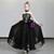 In Stock:Ship in 48 Hours Black Tulle High Neck Appliques Flower Girl Dress