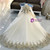 Champagne Ball Gown Tulle Sequins High Neck Long Sleeve Flower Girl Dress