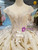 Champagne Ball Gown Tulle Sequins Cap Sleeve Backless Beaidng Wedding Dress