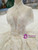 Light Champagne Ball Gown Tulle Sequins High Neck Backless Appliques Wedding Dress