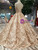 Gold Ball Gown Sequins High Neck Backless Beading Floor Length Wedding Dress