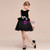 A-Line Black Tulle Velvet Appliques Short Flower Girl Dress