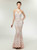 Champagne White Sequins Mermaid See Through Neck Long Prom Dress