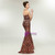 Sexy Burgundy Mermaid Sequins Backless Long Prom Dress