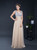 A-Line Champagne Chiffon Sequins V-neck Bridesmaid Dress