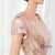 Pink Mermaid Sequins Cap Sleeve Backless Long Bridesmaid Dress