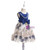 In Stock:Ship in 48 Hours Blue Satin Print Flower Girl Dress With Bow