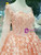 Pink Ball Gown Tulle Long Sleeve Appliques Wedding Dress With Beading