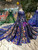 Blue Ball Gown Sequins Long Sleeve Embriodery Appliques Wedding Dress