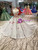 Gray Ball Gown Tulle Lace Embroidery Appliques Off The Shoulder Wedding Dress