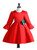 In Stock:Ship in 48 Hours Red Satin Long Sleeve Flower Girl Dress With Bow