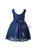 In Stock:Ship in 48 Hours Navy Blue Lace V-neck Flower Girl Dress With Bow