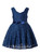 In Stock:Ship in 48 Hours Navy Blue Lace V-neck Flower Girl Dress With Bow