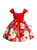 In Stock:Ship in 48 Hours Red Satin Print Flower Girl Dress With Pearls