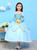In Stock:Ship in 48 Hours Blue Organza Tulle Cap Sleeve Aisha Princess Dress