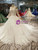 Ivory White Tulle Sequins Off the Shoulder Long Sleeve Wedding Dress With Pearls