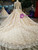 Champagne Ball Gown Lace Long Sleeve Beading Appliques Wedding Dress