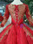 Red Ball Gown Sequins Long Sleeve Wedding Dress With Beading