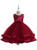 In Stock:Ship in 48 Hours Burgundy Tulle Flower Girl Dress With Pearls