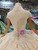 Champagne Ball Gown Tulle Lace High Neck Backless Cap Sleeve Wedding Dress