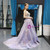 Light Purple Tulle Spaghetti Straps Tulle Backless Crystal Prom Dress