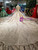 Champagne Ball Gown Tulle Sequins Bateau Long Sleeve Backless Wedding Dress
