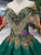 Green Ball Gown Sequins Gold Sequins Appliques Off the Shoulder Wedding Dress With Beading