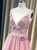 A-Line Pink Tulle Spaghetti Straps Backless Beading Prom Dress